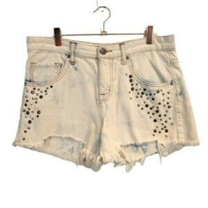BDG | Mid Rise Freja Vintage Fit Studded Jean Shorts Raw Hem